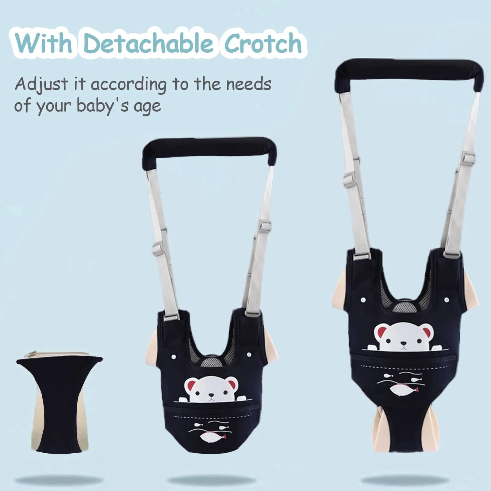 Ocanoiy Baby Walking Harness Handheld Baby Walker Assistant Belt with Detachable Crotch, Dark Blue, 9-24 Months - view 4