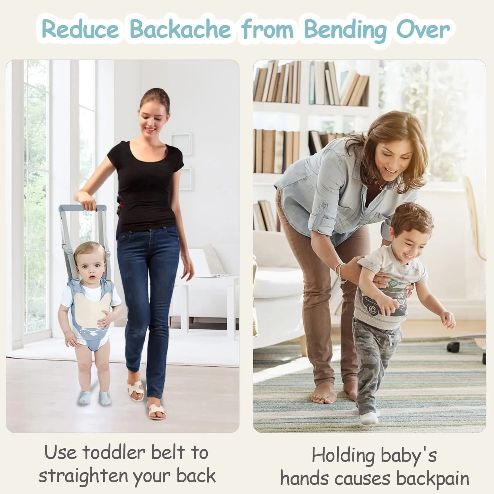 Ocanoiy Baby Walking Harness Handheld Baby Walker Assistant Belt Blue | Adjustable Cotton Mesh for 9-24 Month Toddlers - view 6