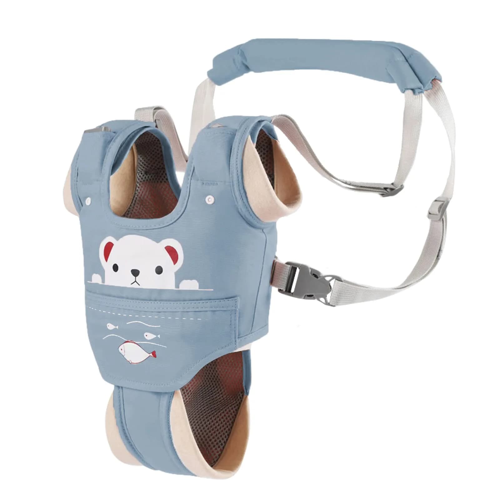 Ocanoiy Baby Walking Harness Handheld Baby Walker Assistant Belt Blue | Adjustable Cotton Mesh for 9-24 Month Toddlers - view 2