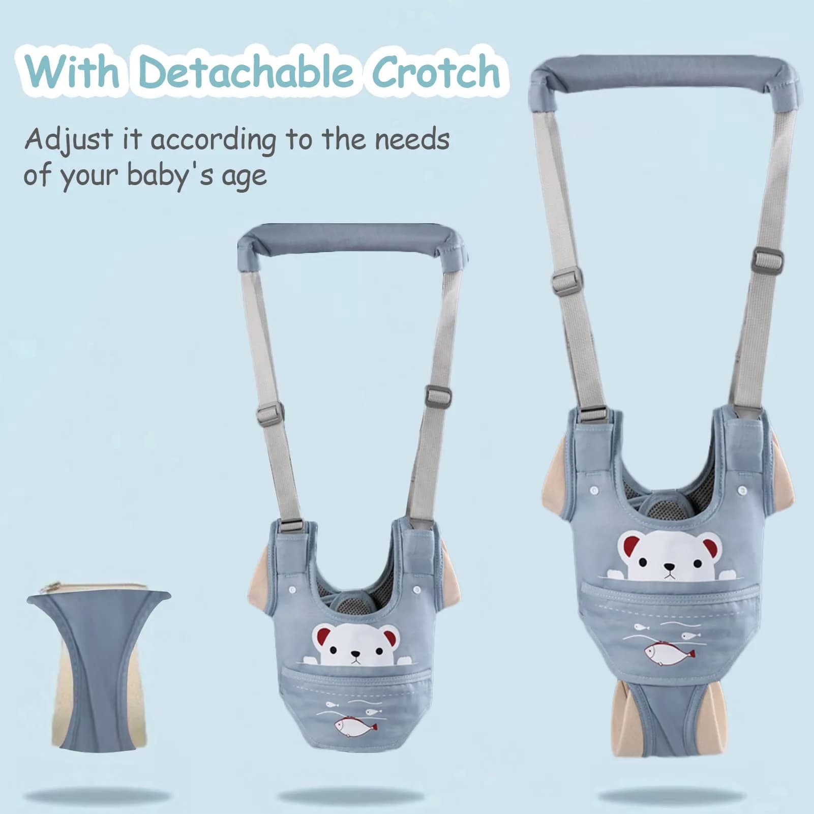 Ocanoiy Baby Walking Harness Handheld Baby Walker Assistant Belt Blue | Adjustable Cotton Mesh for 9-24 Month Toddlers - view 4