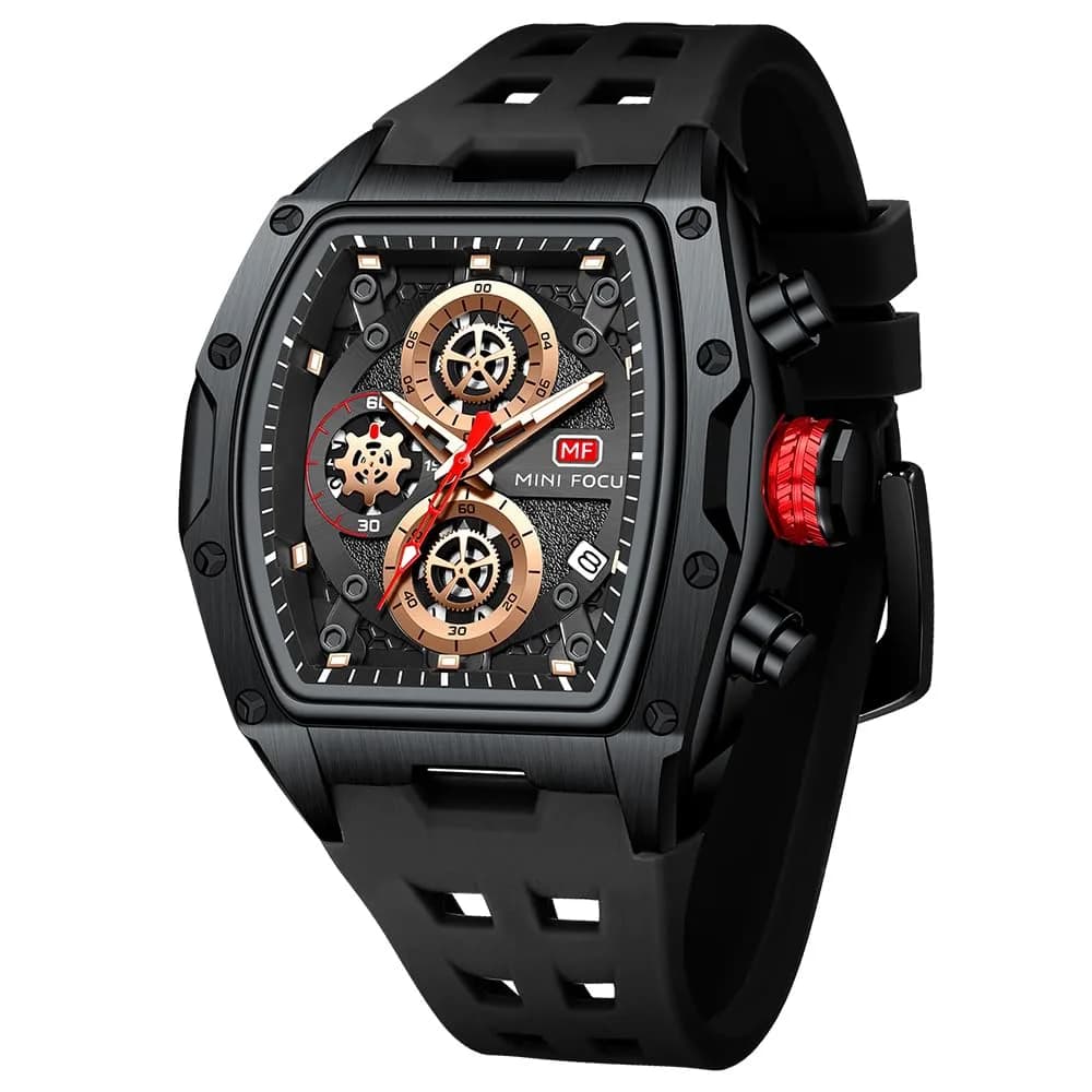 AIMES Men's Black Tonneau Watch 41.8mm | Luxury Skeleton Dial Quartz - main product image