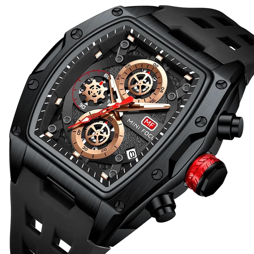 AIMES Men's Black Tonneau Watch 41.8mm | Luxury Skeleton Dial Quartz - view 2