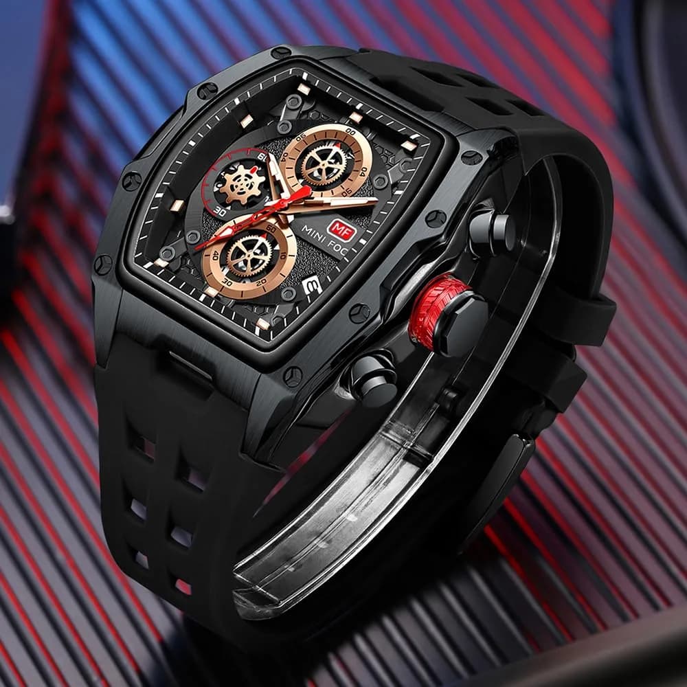 AIMES Men's Black Tonneau Watch 41.8mm | Luxury Skeleton Dial Quartz - view 4