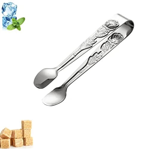 Saycker Mini Serving Tongs 10.5cm Rose Pattern Stainless Steel for Sugar & Appetizers thumbnail 1