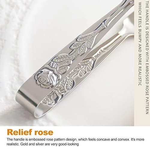 Saycker Mini Serving Tongs 10.5cm Rose Pattern Stainless Steel for Sugar & Appetizers thumbnail 7