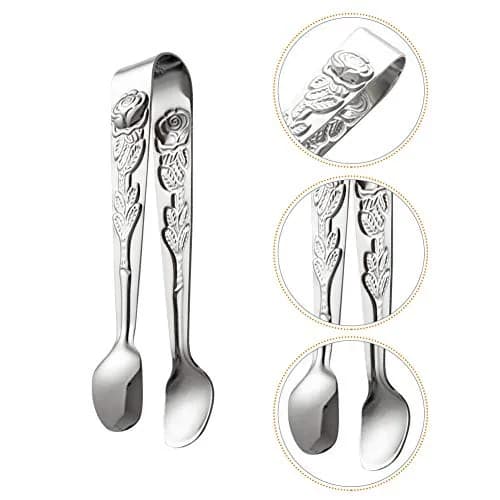 Saycker Mini Serving Tongs 10.5cm Rose Pattern Stainless Steel for Sugar & Appetizers thumbnail 2