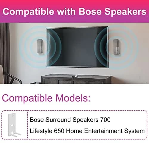Dinghosen White Wall Brackets for Bose Surround Speakers 700 & Lifestyle 650 System | Pair of Speaker Mounts thumbnail 2