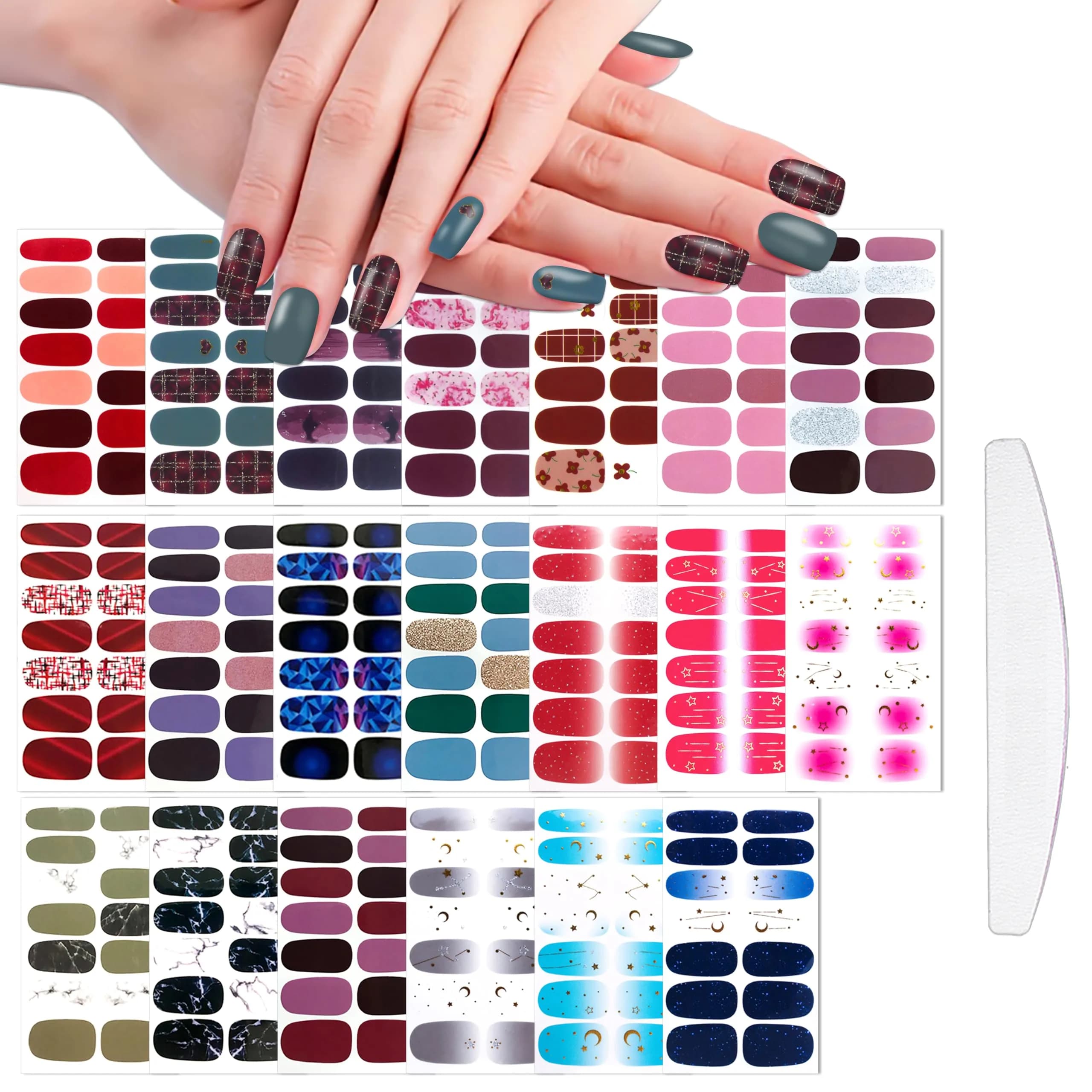 WOKOTO Moon Stars Nail Polish Strips 20 Sheets | Gradient Nail Stickers for Women - main product image