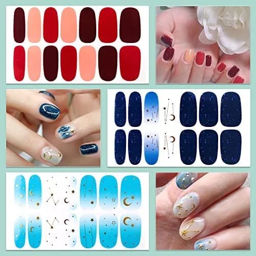 WOKOTO Moon Stars Nail Polish Strips 20 Sheets | Gradient Nail Stickers for Women thumbnail 4