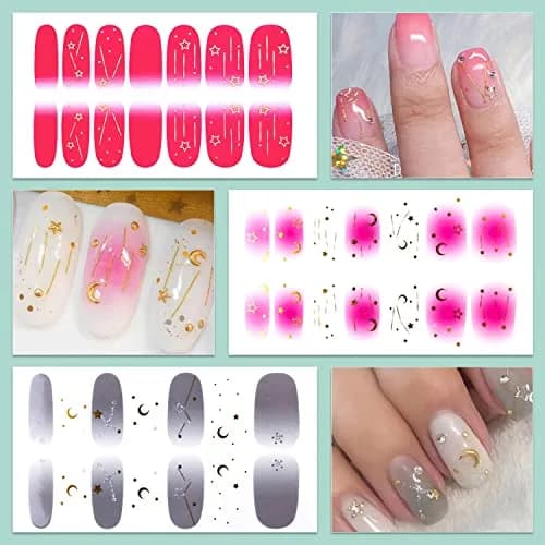 WOKOTO Moon Stars Nail Polish Strips 20 Sheets | Gradient Nail Stickers for Women thumbnail 5