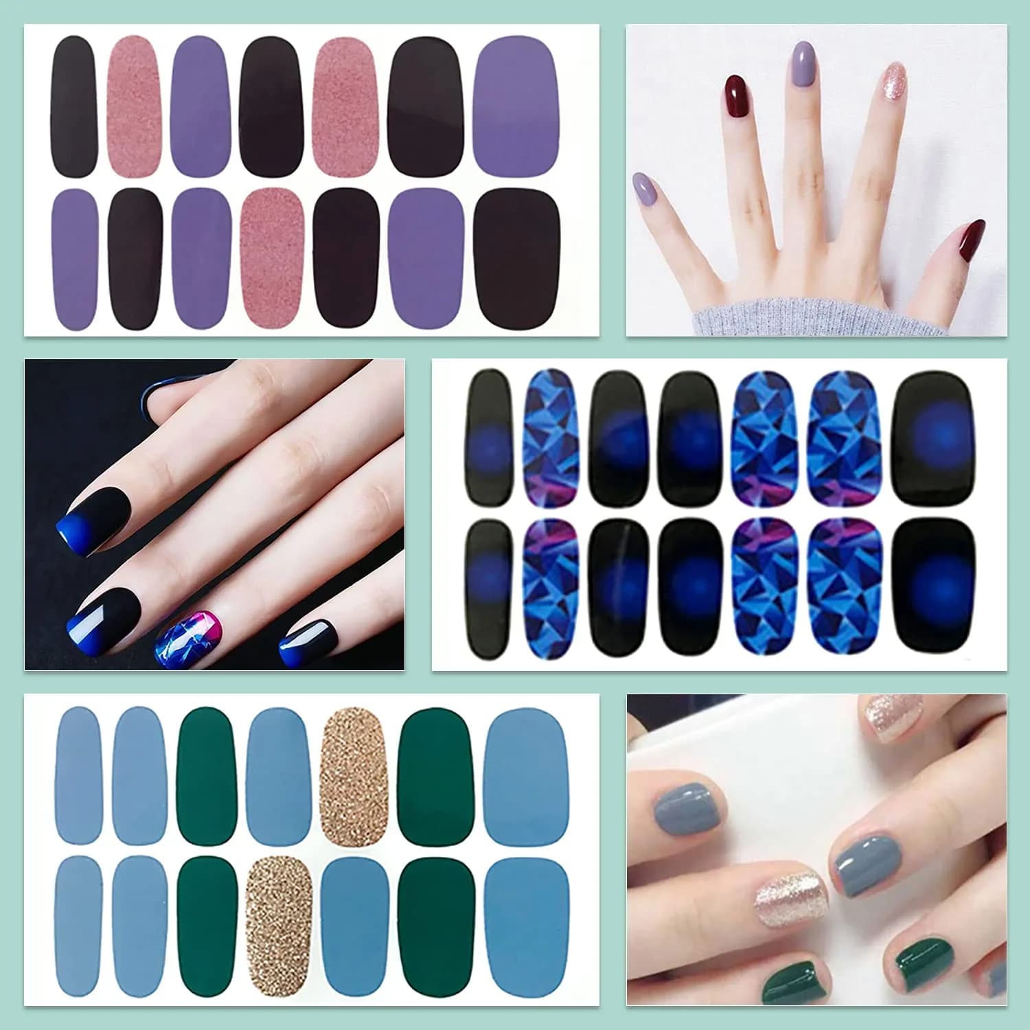 WOKOTO Moon Stars Nail Polish Strips 20 Sheets | Gradient Nail Stickers for Women - view 6