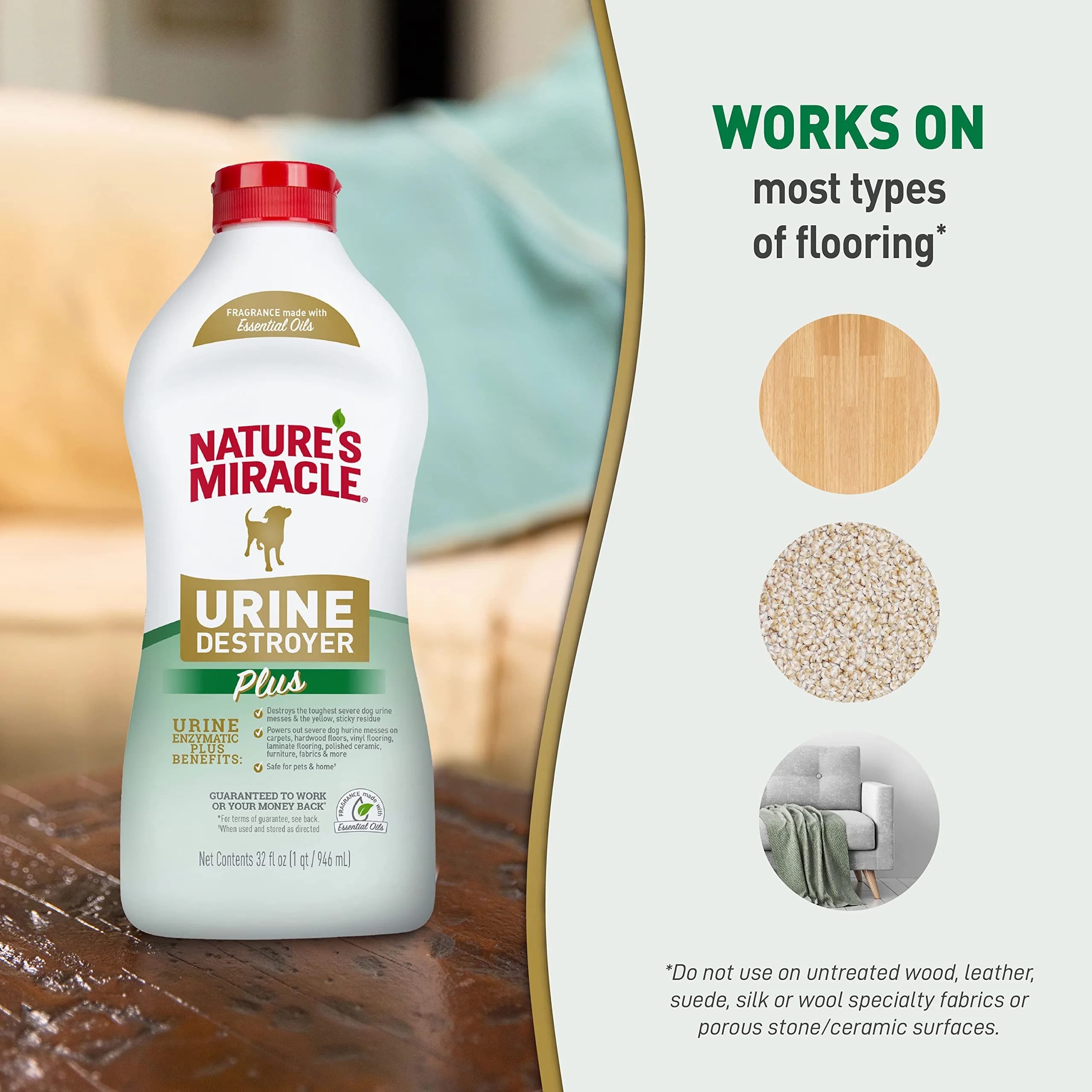 Nature's Miracle Dog Urine Destroyer Plus Enzymatic Cleaner 946ml (32 Fl Oz) | Tough on Dog Urine Stains & Odors - view 6