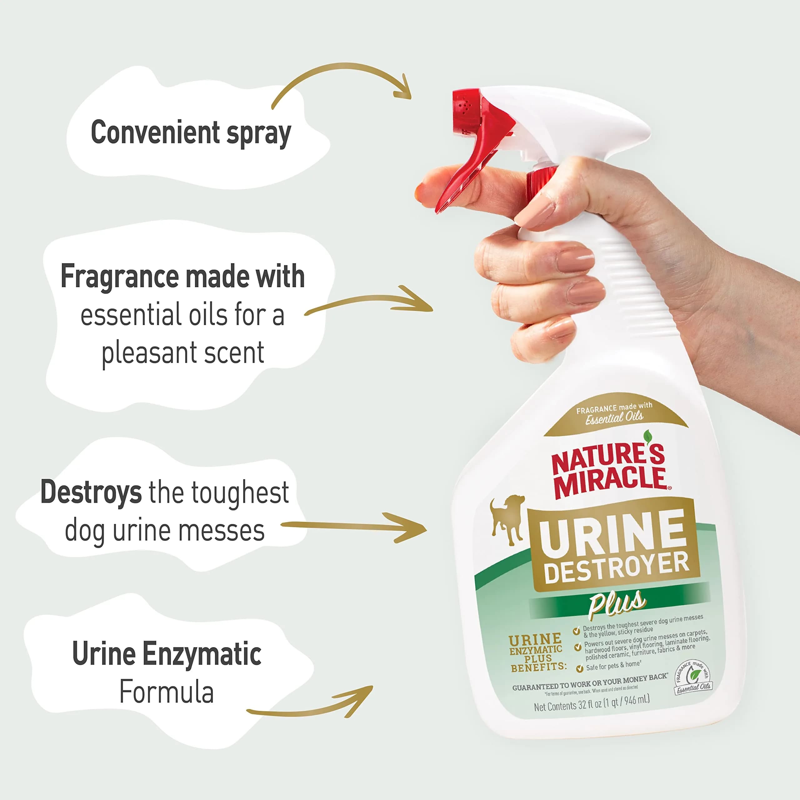 Nature's Miracle Dog Urine Destroyer Plus Enzymatic Cleaner 946ml (32 Fl Oz) | Tough on Dog Urine Stains & Odors - view 6