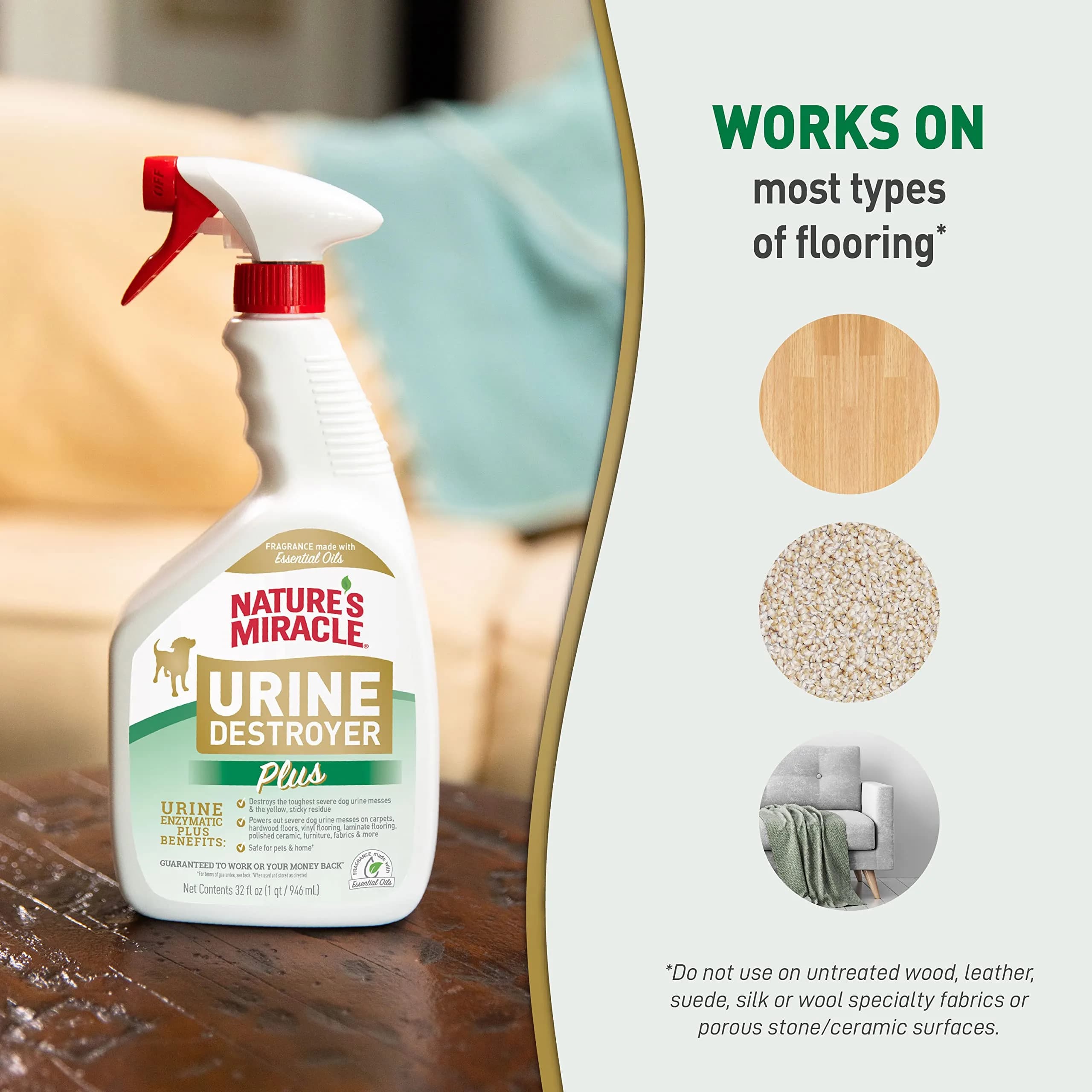 Nature's Miracle Dog Urine Destroyer Plus Enzymatic Cleaner 946ml (32 Fl Oz) | Tough on Dog Urine Stains & Odors - view 7