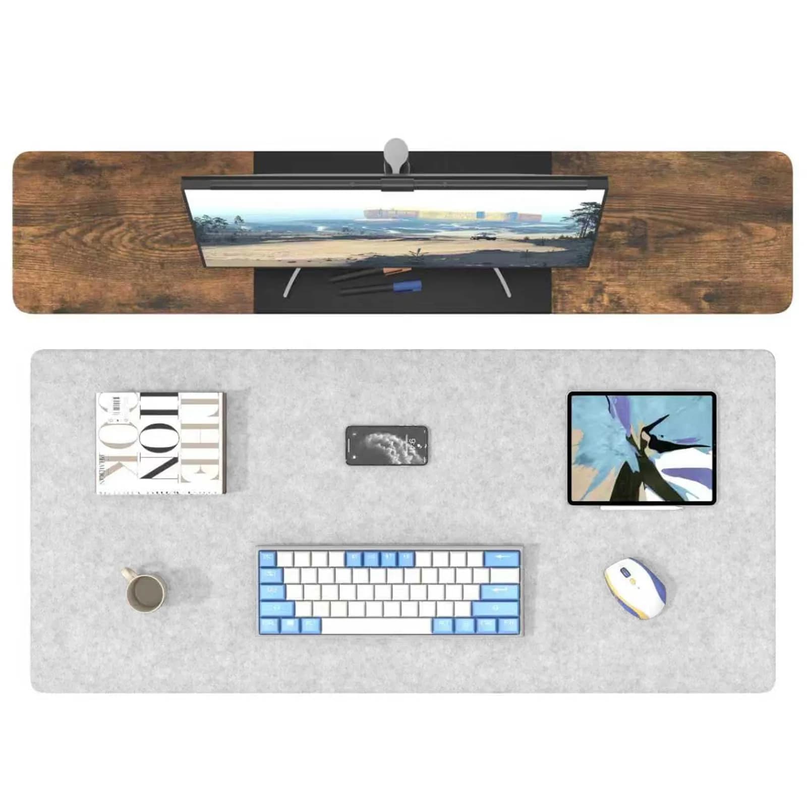 DAWNTREES Large Felt Desk Mat 100cm x 40cm (40"x16") | Smooth Glide & Non-Slip Grip - view 4