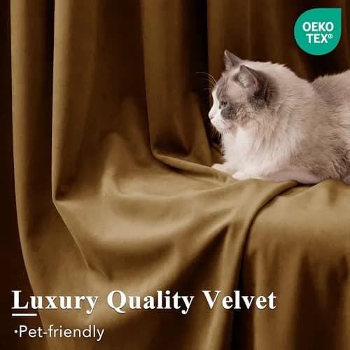 StangH Gold Brown Velvet Curtains for Living Room | Room Darkening, Thermal Insulation, Vintage Boho Style thumbnail 5