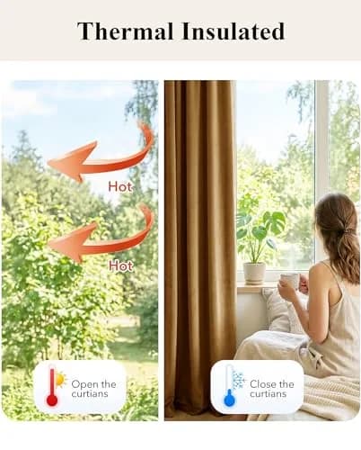 StangH Gold Brown Velvet Curtains for Living Room | Room Darkening, Thermal Insulation, Vintage Boho Style thumbnail 6