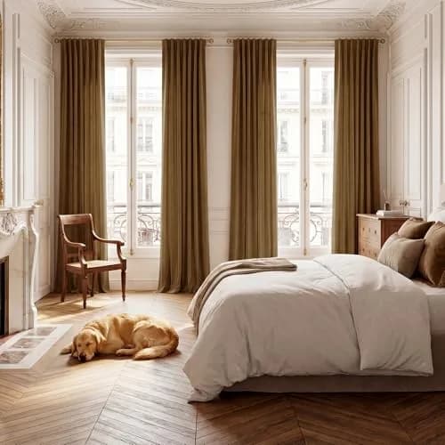 StangH Gold Brown Velvet Curtains for Living Room | Room Darkening, Thermal Insulation, Vintage Boho Style thumbnail 8