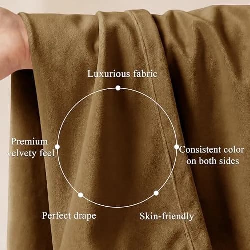 StangH Gold Brown Velvet Curtains for Living Room | Room Darkening, Thermal Insulation, Vintage Boho Style thumbnail 4
