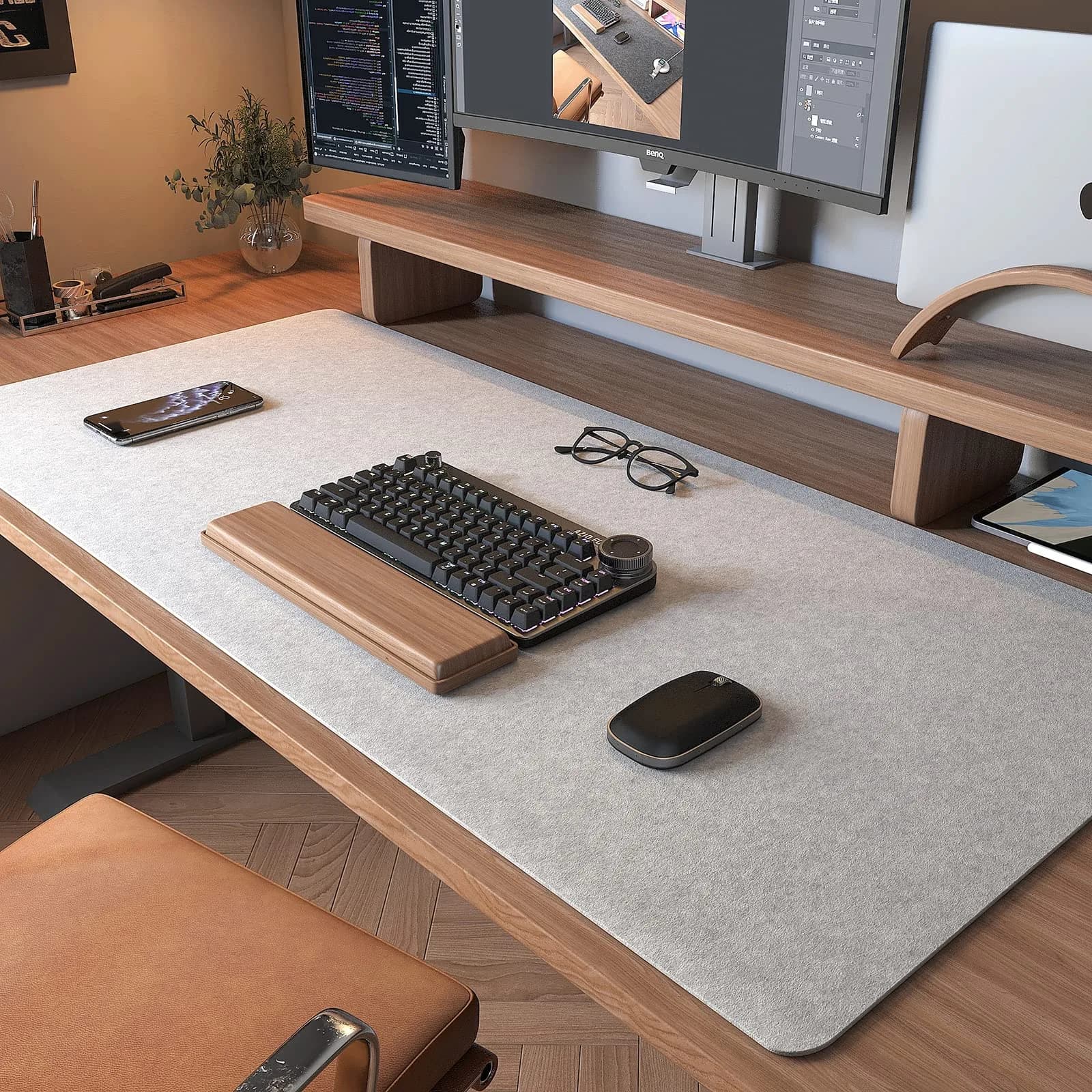DAWNTREES Non-Slip Felt Desk Mat 90cm x 40cm (36"x16") | Protects Desks from Scratches and Spills - view 2
