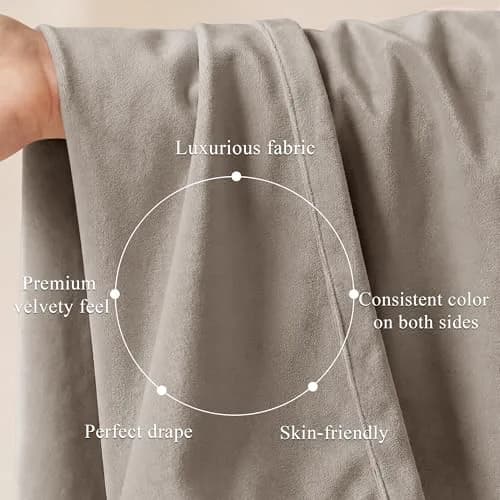 StangH Camel Beige Velvet Curtains for French Door Decor, W52xL96, 2 Panels | Room Darkening, Thermal Insulation thumbnail 4