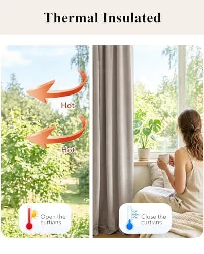StangH Camel Beige Velvet Curtains for French Door Decor, W52xL96, 2 Panels | Room Darkening, Thermal Insulation thumbnail 6