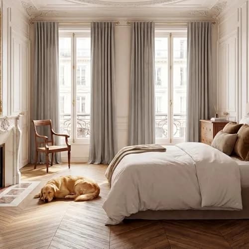 StangH Camel Beige Velvet Curtains for French Door Decor, W52xL96, 2 Panels | Room Darkening, Thermal Insulation thumbnail 8