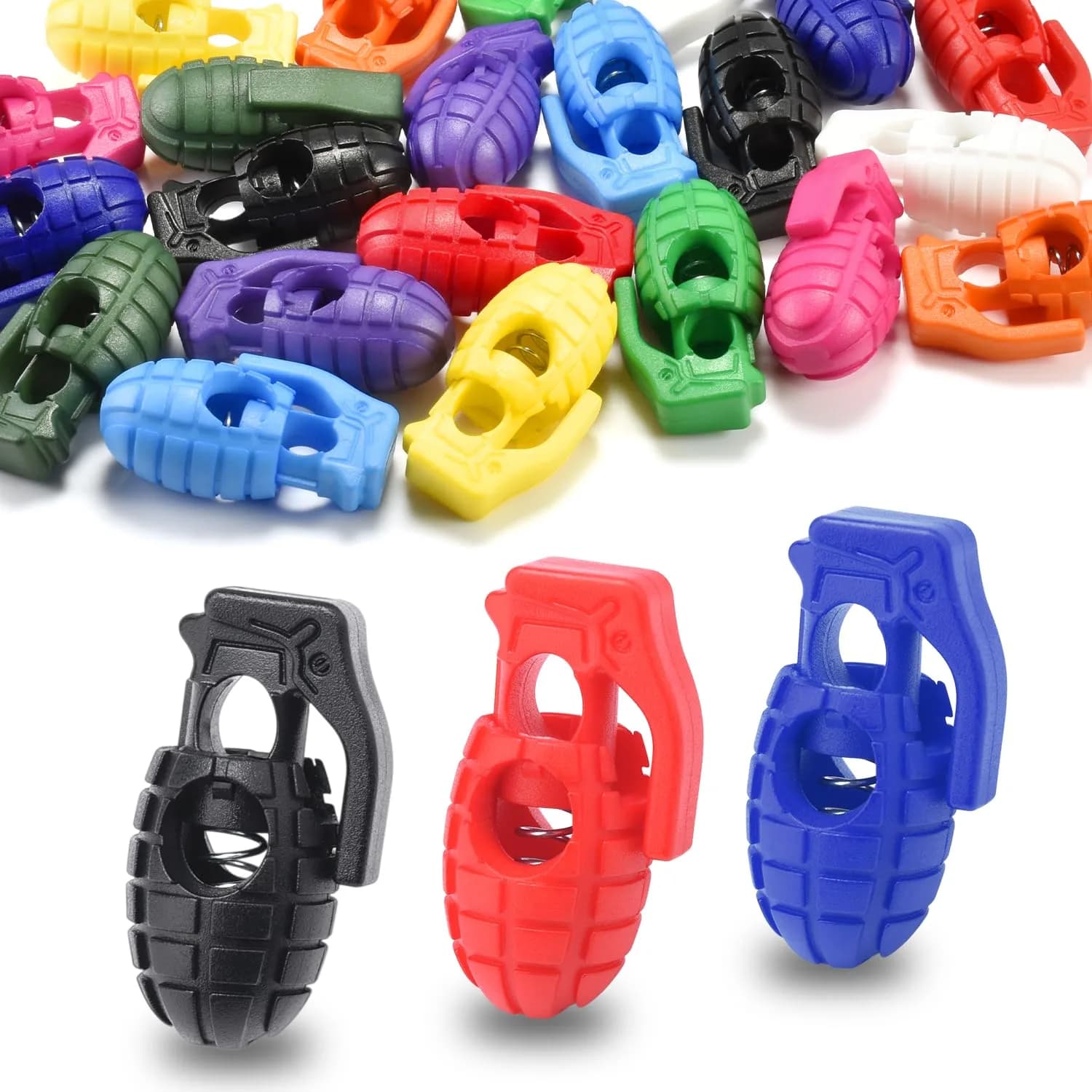 CooBigo Plastic Cord Lock Stopper 50 pcs | Spring Toggle for Paracord & Shoelaces