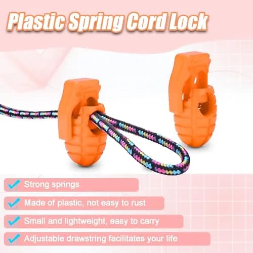 CooBigo Plastic Cord Lock Stopper 50 pcs | Spring Toggle for Paracord & Shoelaces thumbnail 7
