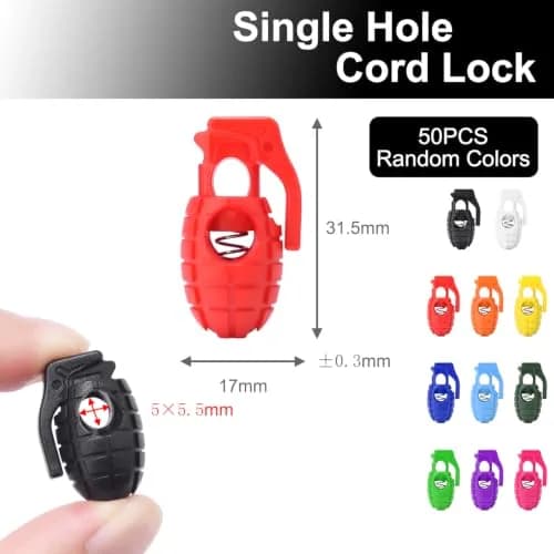 CooBigo Plastic Cord Lock Stopper 50 pcs | Spring Toggle for Paracord & Shoelaces thumbnail 2
