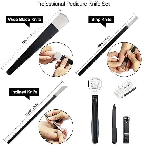 LOOKSEVEN Pedicure Knife Set 7 Pieces Stainless Steel | For Ingrown Toe Nails & Callus Removal thumbnail 2