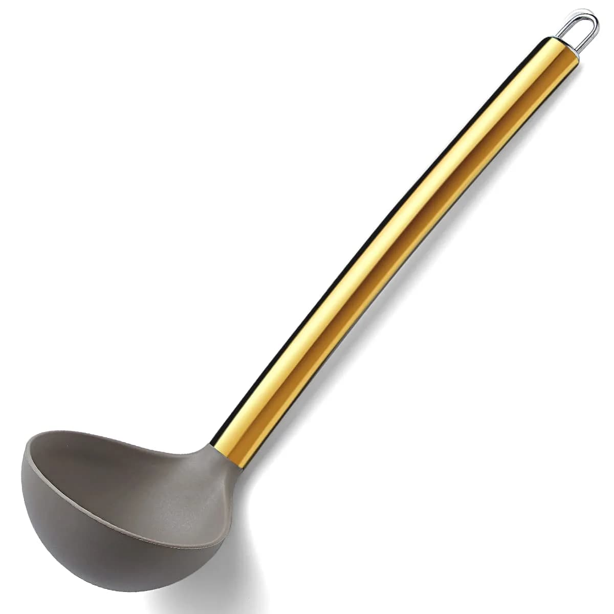 Berglander Gold Ladle | Non-stick Silicone Kitchen Ladle with Titanium Gold Handle (g. Ladle) | Dishwasher Safe