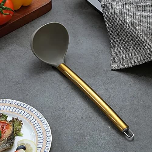 Berglander Gold Ladle | Non-stick Silicone Kitchen Ladle with Titanium Gold Handle (g. Ladle) | Dishwasher Safe thumbnail 2