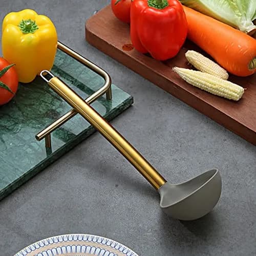Berglander Gold Ladle | Non-stick Silicone Kitchen Ladle with Titanium Gold Handle (g. Ladle) | Dishwasher Safe thumbnail 3