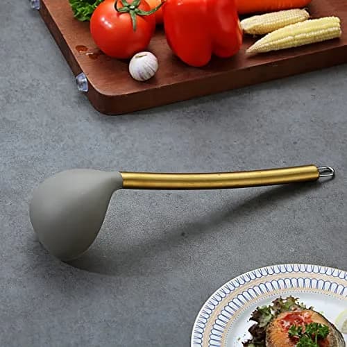 Berglander Gold Ladle | Non-stick Silicone Kitchen Ladle with Titanium Gold Handle (g. Ladle) | Dishwasher Safe thumbnail 4