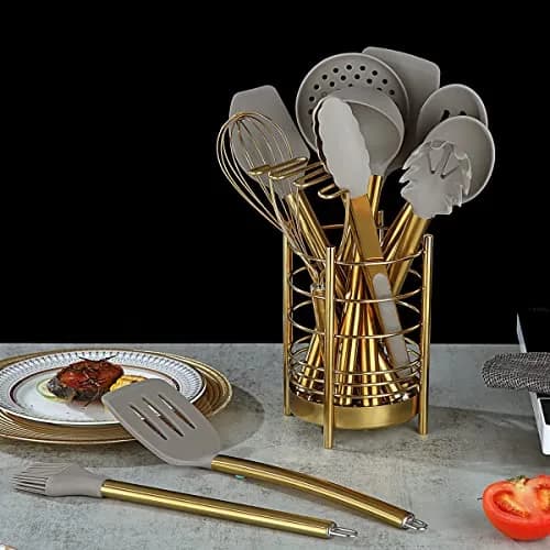 Berglander Gold Kitchen Utensils Set, 38 Pieces Non-stick Silicone Cooking Tools with Stainless Steel Holder, Dishwasher Safe thumbnail 8