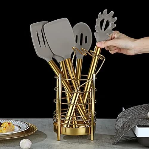 Berglander Gold Kitchen Utensils Set, 38 Pieces Non-stick Silicone Cooking Tools with Stainless Steel Holder, Dishwasher Safe thumbnail 9