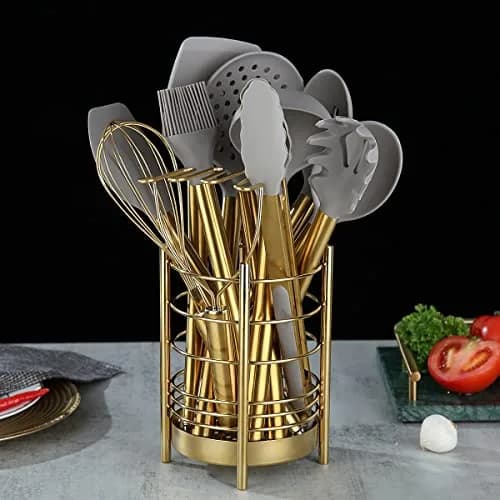 Berglander Gold Kitchen Utensils Set, 38 Pieces Non-stick Silicone Cooking Tools with Stainless Steel Holder, Dishwasher Safe thumbnail 2