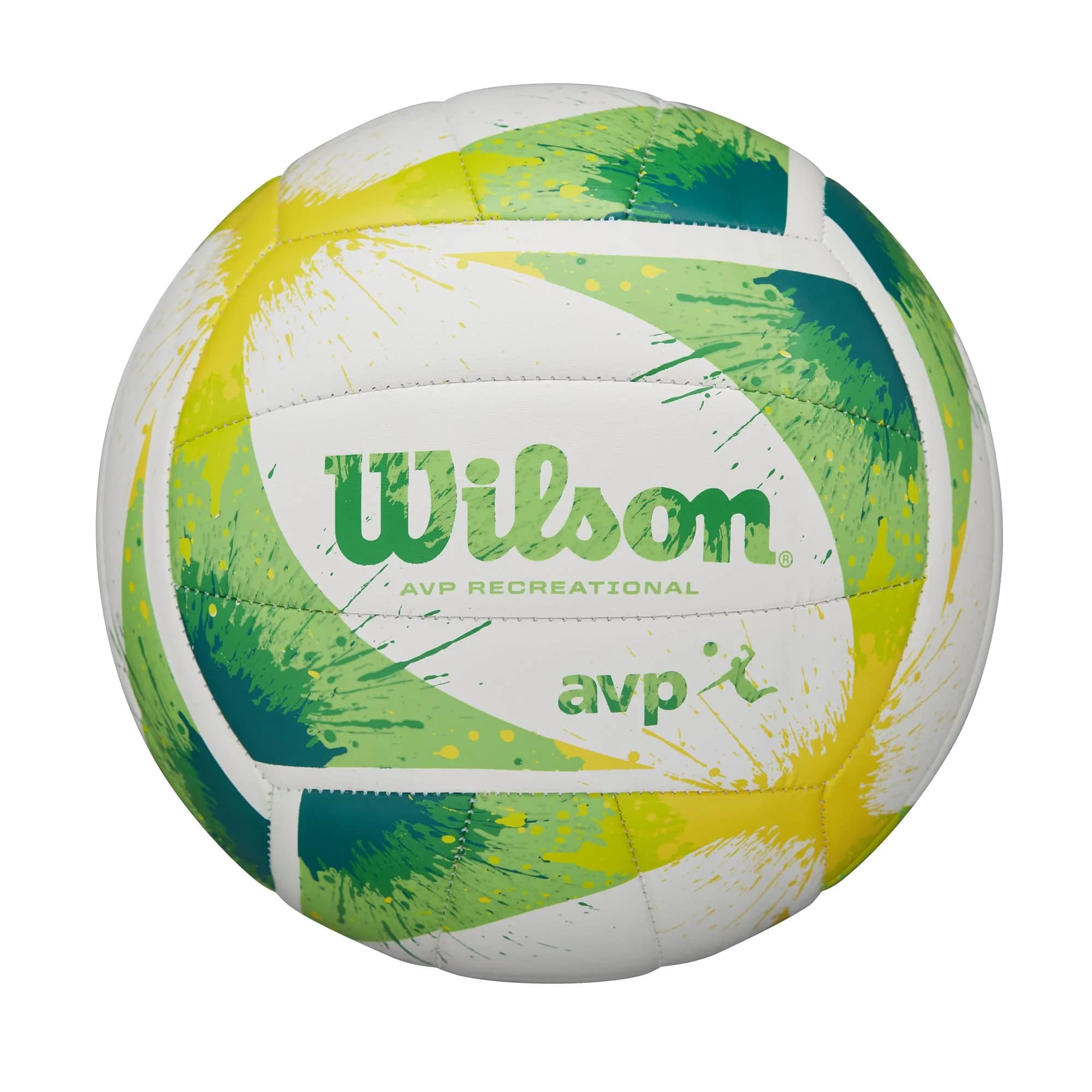 WILSON AVP Splatter Paint Outdoor Recreation Volleyball - Official Size, Green/White | 18-Panel Construction for Optimal Shape — Green/White