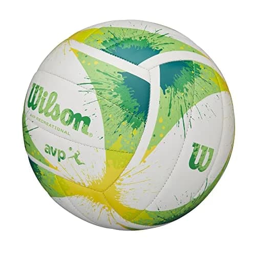 WILSON AVP Splatter Paint Outdoor Recreation Volleyball - Official Size, Green/White | 18-Panel Construction for Optimal Shape thumbnail 4