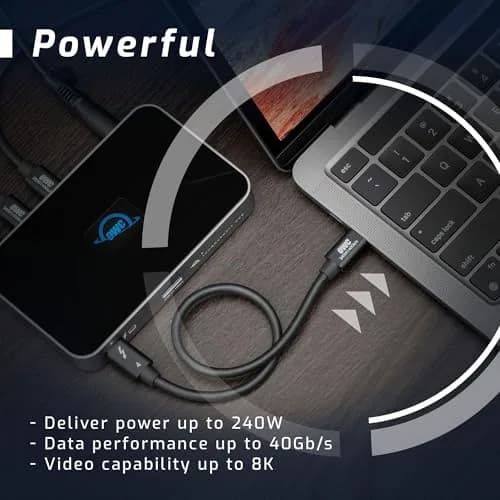 OWC Thunderbolt 4 Active USB-C Cable 40Gb/s 100W 2.0m (78in) | 8K Display Ready thumbnail 3