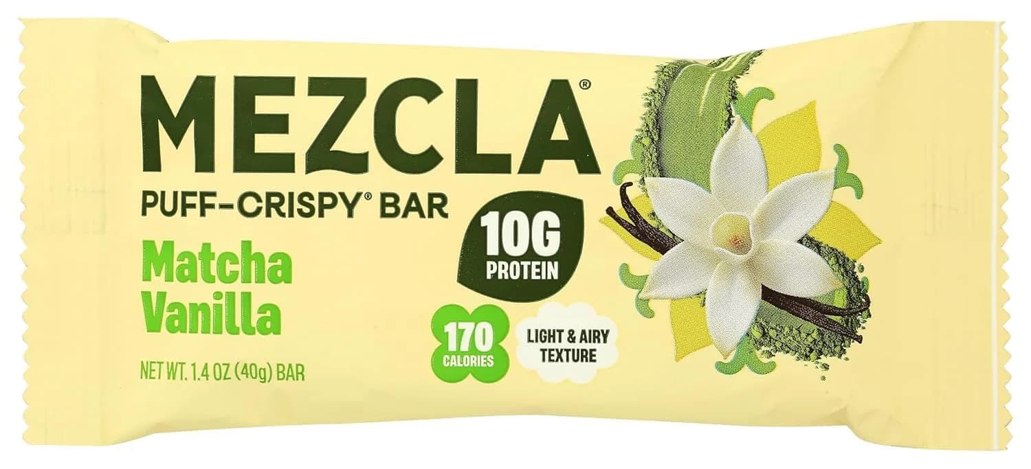 Mezcla Matcha Vanilla Snack Bars, 10g Plant Based Pea Protein Treat, 1 Ct. | Gluten Free & Vegan Protein Snack