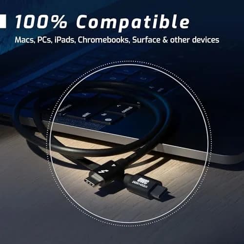 OWC Thunderbolt 4 USB-C Cable 40Gb/s 240W 0.72m (2.36 ft) | Certified for 8K Display & 240W Charging thumbnail 5