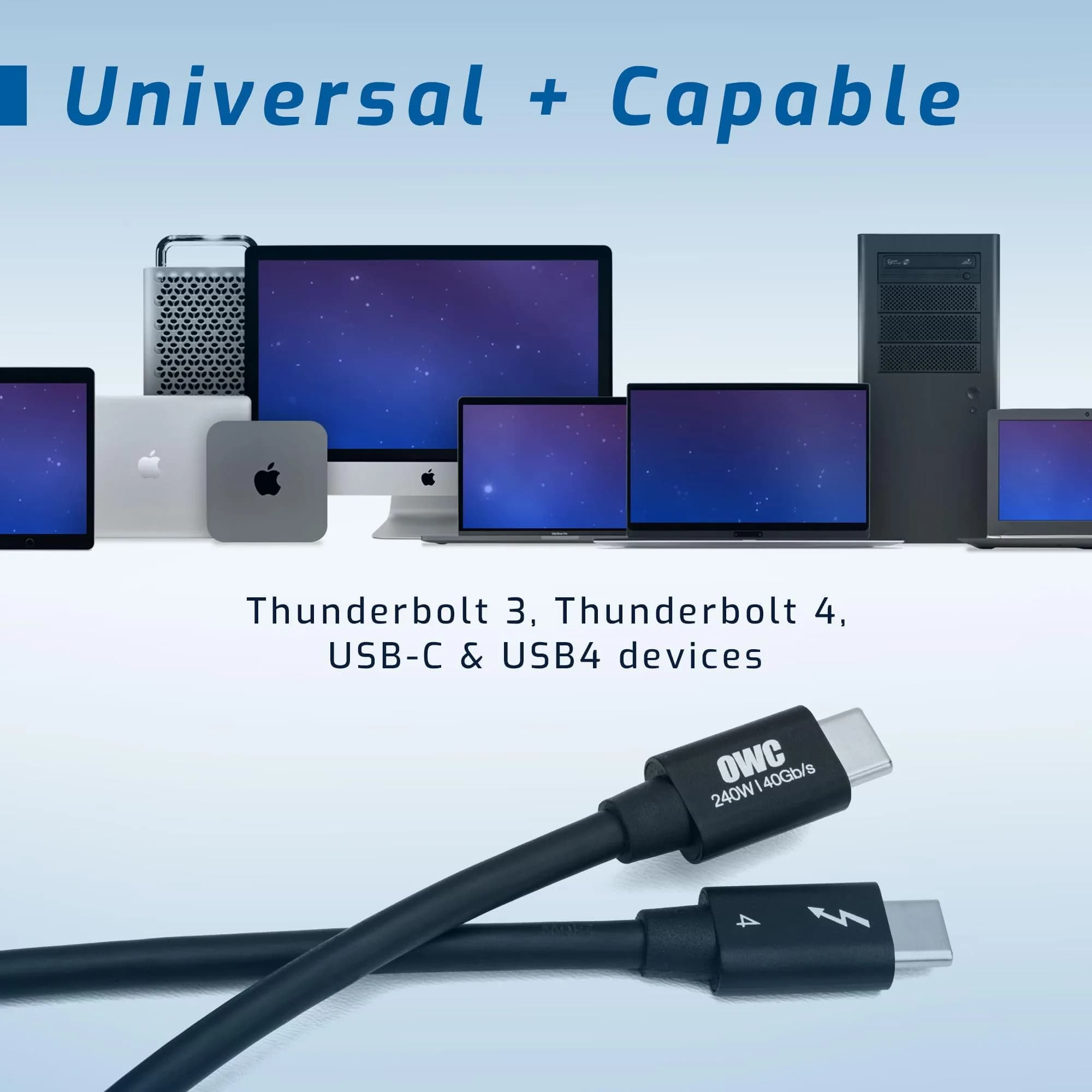 OWC Thunderbolt 4 USB-C Cable 40Gb/s 240W 0.72m (2.36 ft) | Certified for 8K Display & 240W Charging - view 2