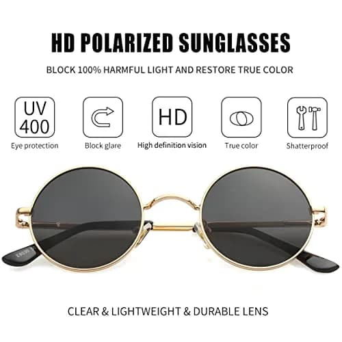 Kursan Small Round Polarized Sunglasses for Women Men | UV400 Protection, Lightweight, Retro Style thumbnail 2