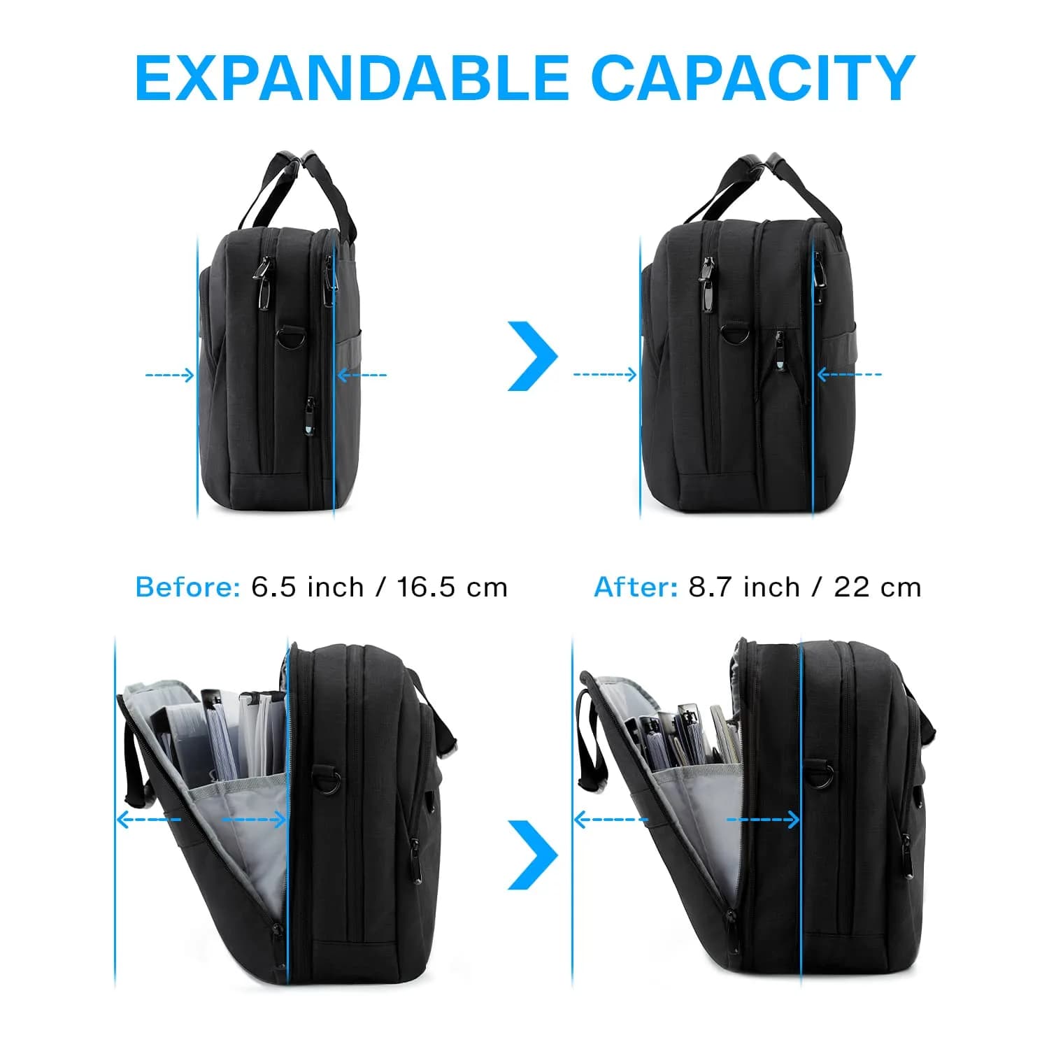 BAGSMART Expandable Laptop Briefcase for 18.4 Inch Laptops | Water-Resistant Business Travel Bag - view 4
