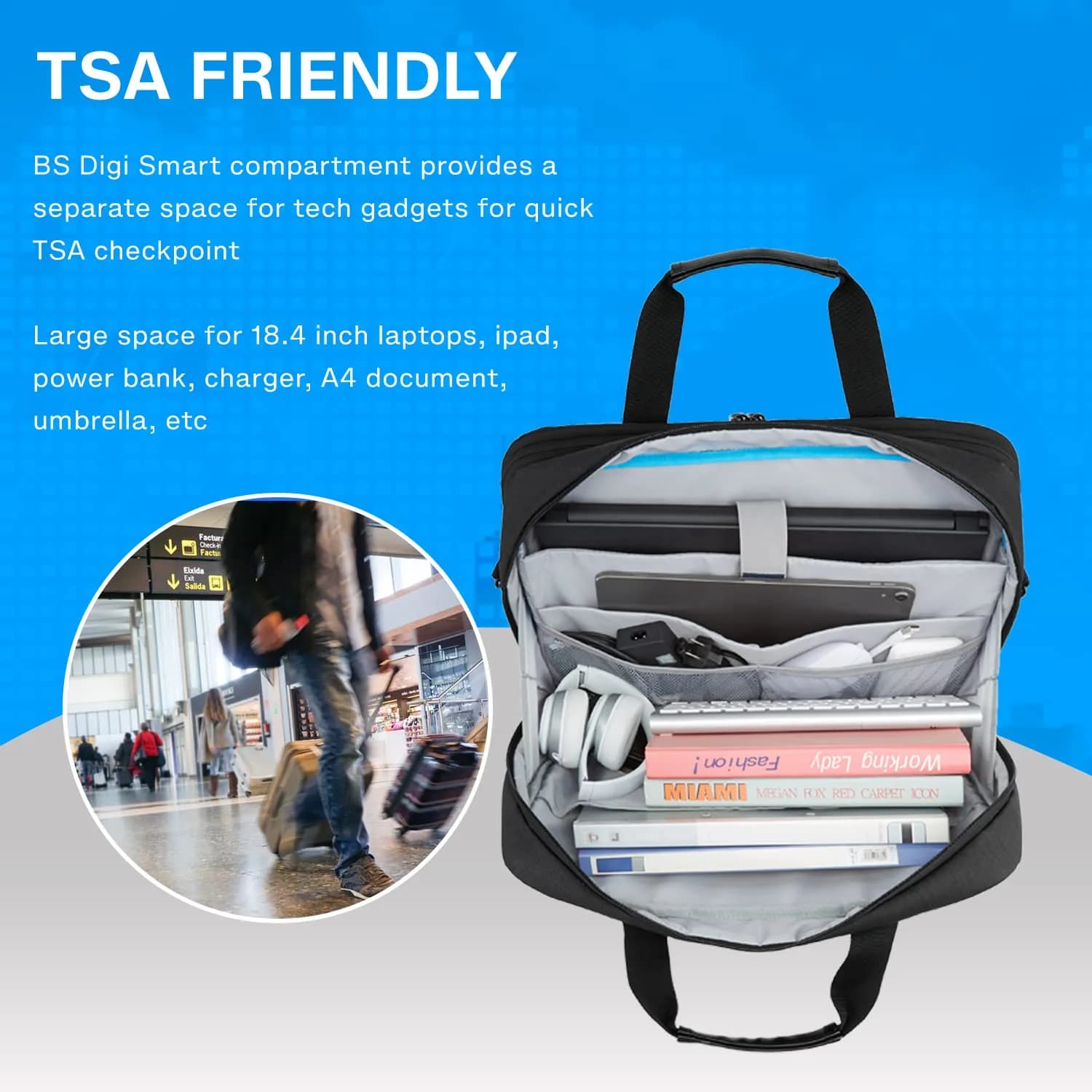 BAGSMART Expandable Laptop Briefcase for 18.4 Inch Laptops | Water-Resistant Business Travel Bag - view 5