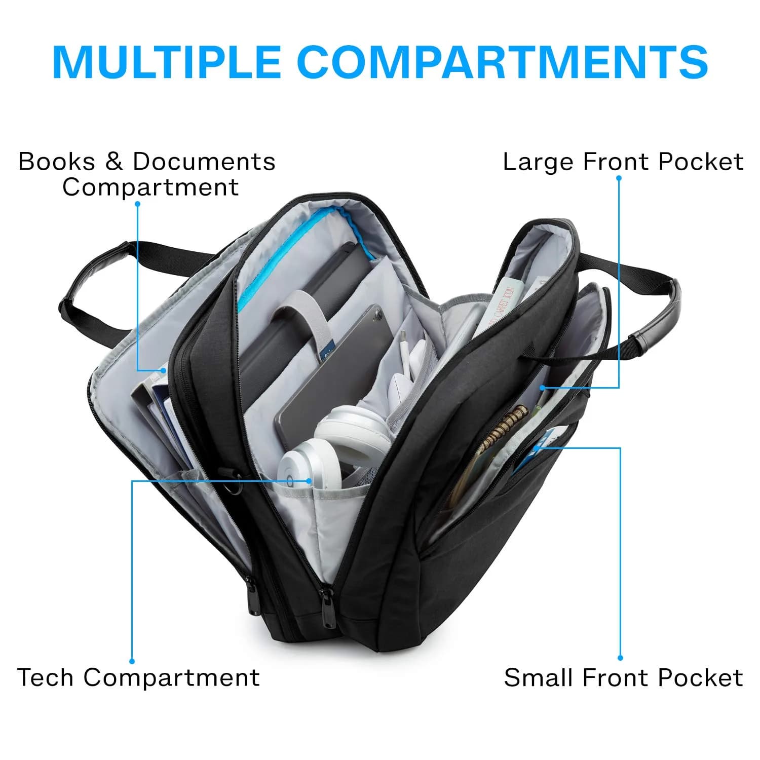 BAGSMART Expandable Laptop Briefcase for 18.4 Inch Laptops | Water-Resistant Business Travel Bag - view 3