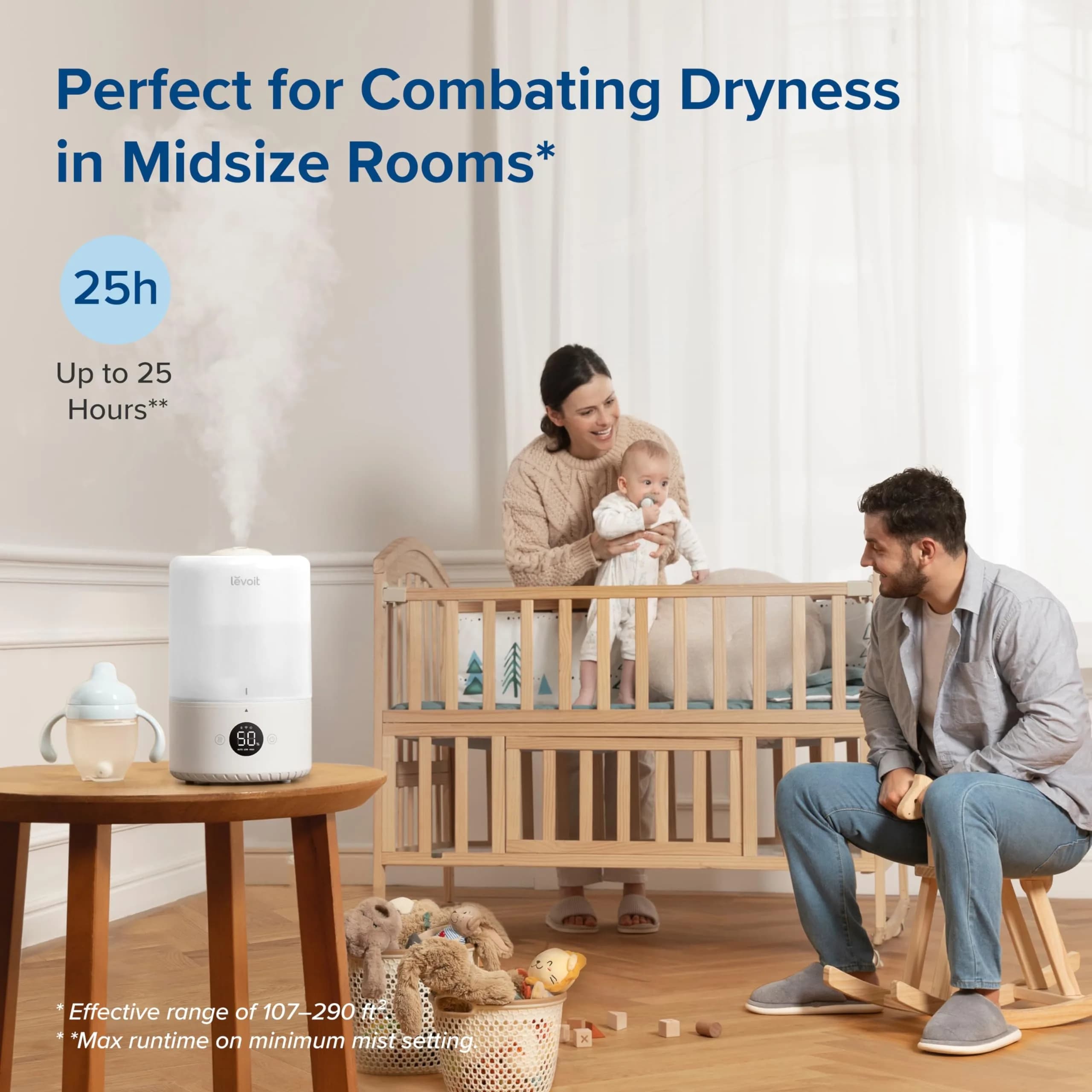 Levoit Smart Cool Mist Humidifier for Bedroom with Sensor, 3L | 25-Hour Runtime, App Control, Quiet Operation - view 5