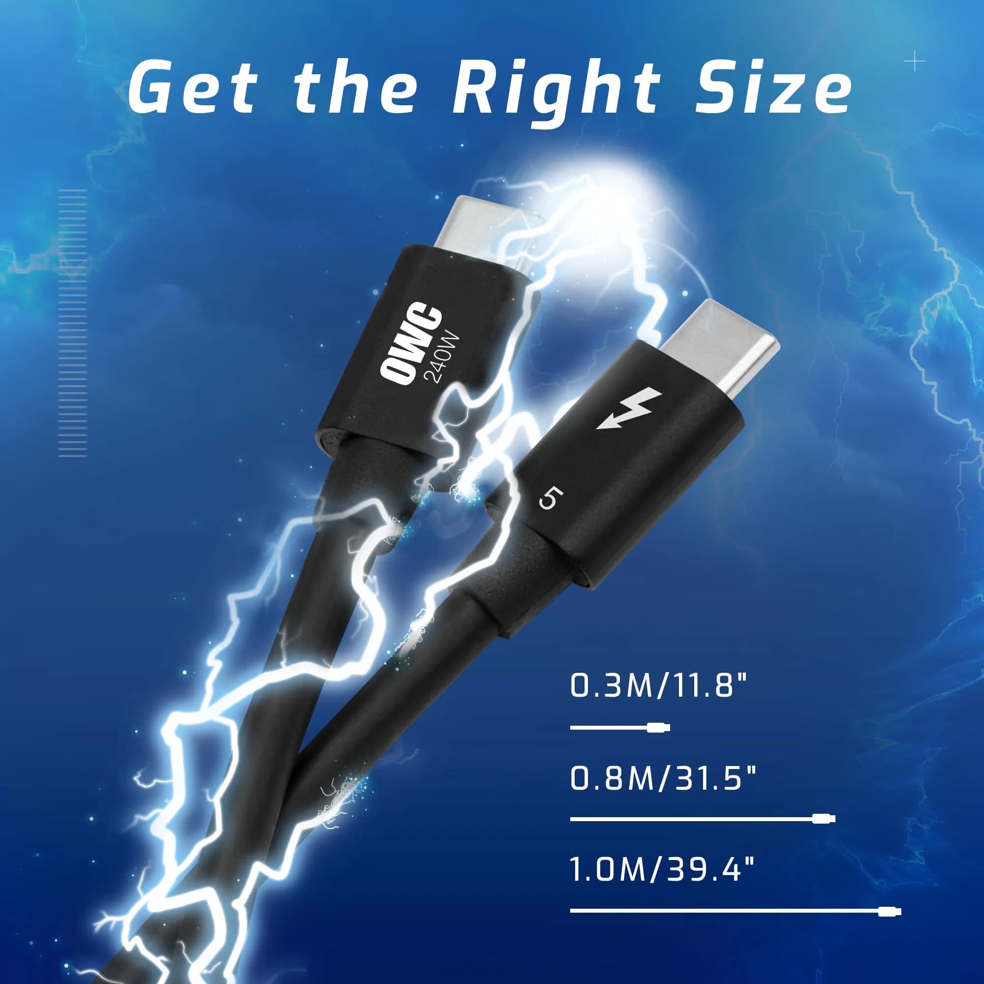OWC Thunderbolt 4 USB-C Cable 1.0m (39in) | 40Gb/s Data, 240W PD, 8K Video - view 5